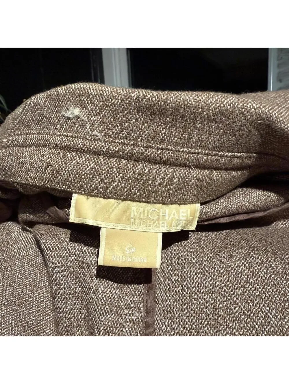 Michael Kors Brown Wool Blend Button-Up Jacket with Belt